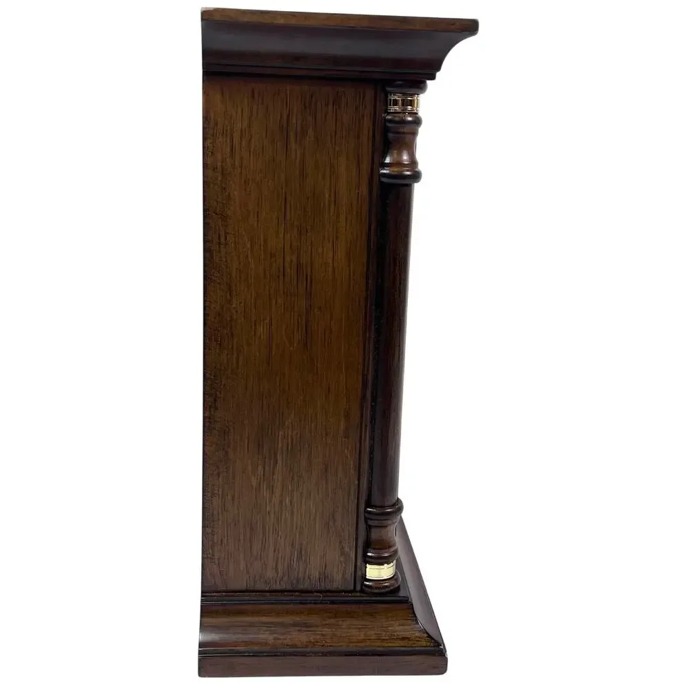 Seiko Baron Brown Wood Gold Mantel Pendulum Clock Dual Chimes QXQ034B New